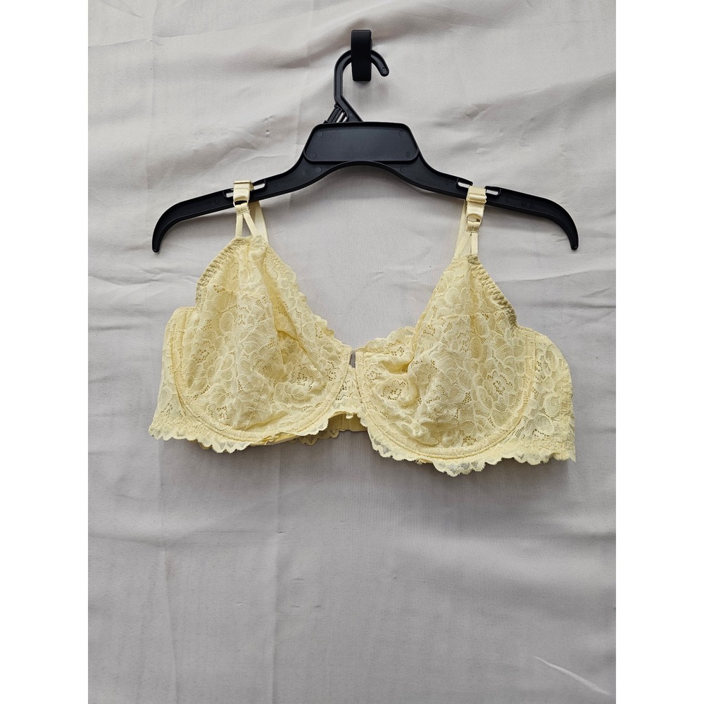 Auden Womens Lace Unlined Balconette Bra Yellow Nylon Blend Size 40D